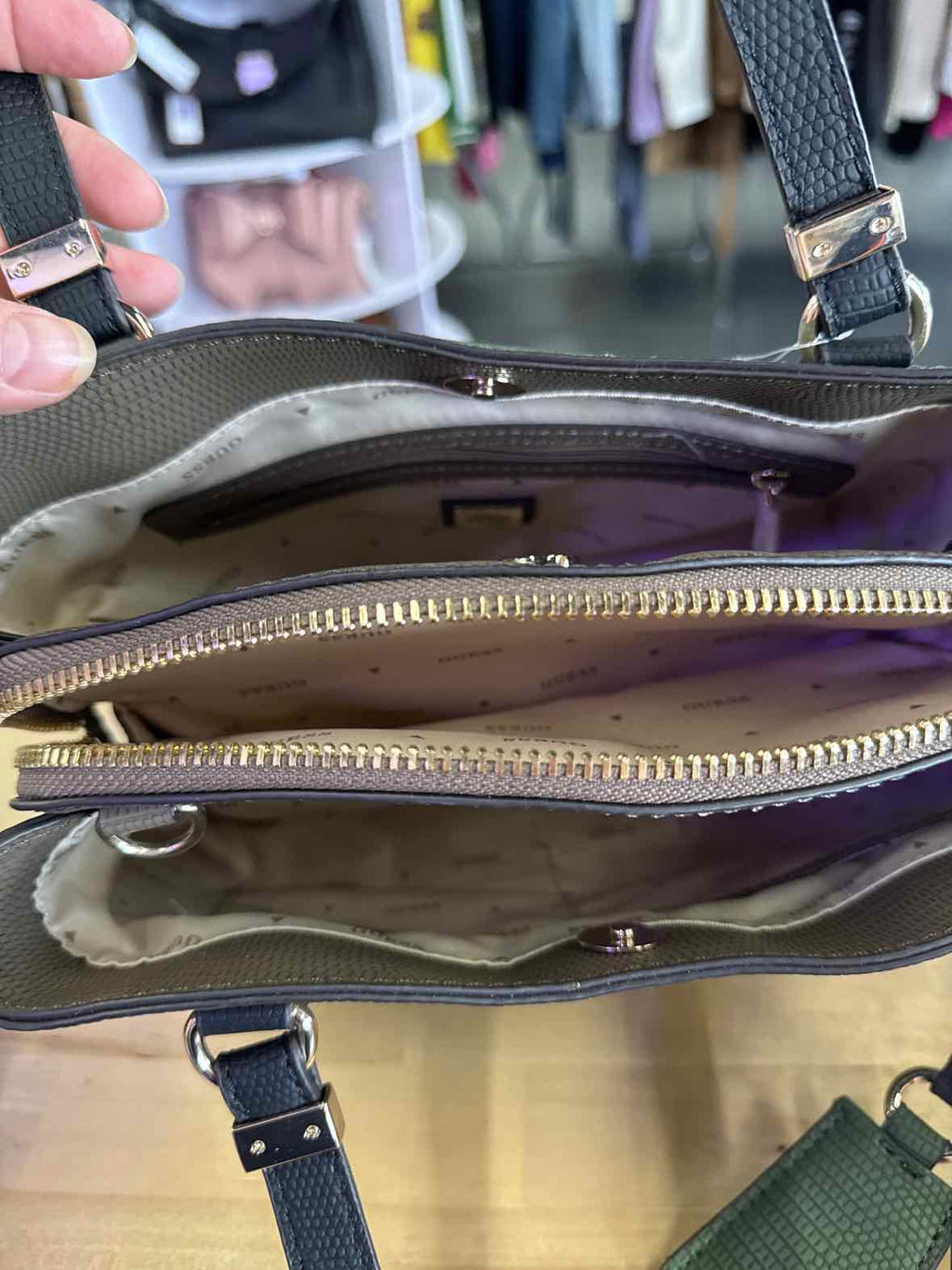 Guess Olive Green Lyndi Small Girlfriend Satchel NWT