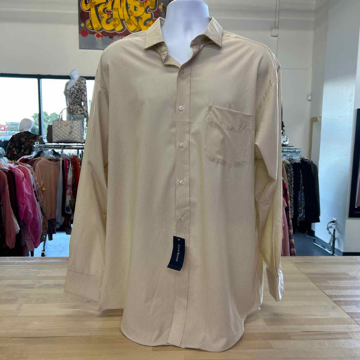 Club Room Mens Fine Stripe Button Down Dress Shirt