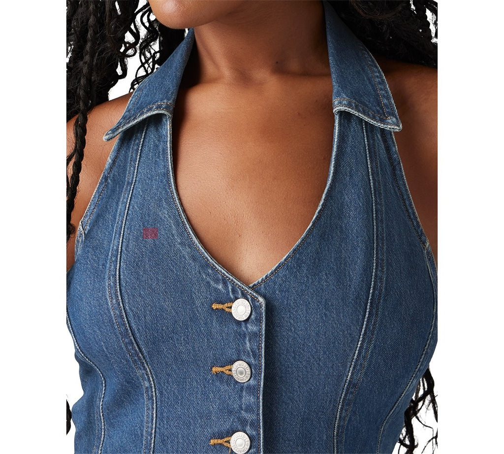 Levi's Size XXL Levi's Women's Bria Cotton Denim Corset Cropped Top - Cornerback