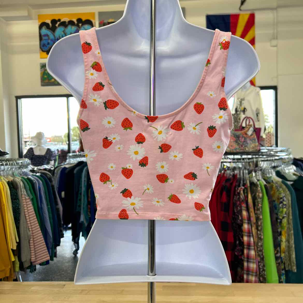 Grayson Threads, the Label Juniors' Cropped Strawberry-Print Top - Pink