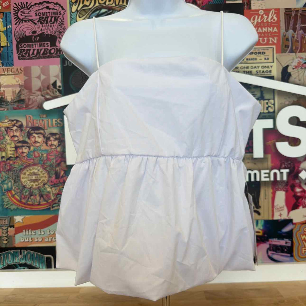 Madden Girl Size XL Poplin Bubble Tank Top - Bright White