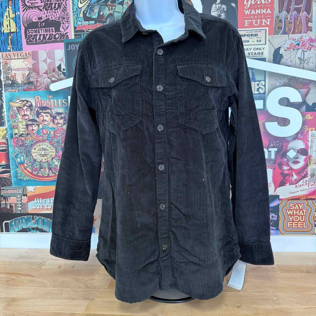 Roxy Size XS Corduroy Button-up Shirt W/Pockets Black