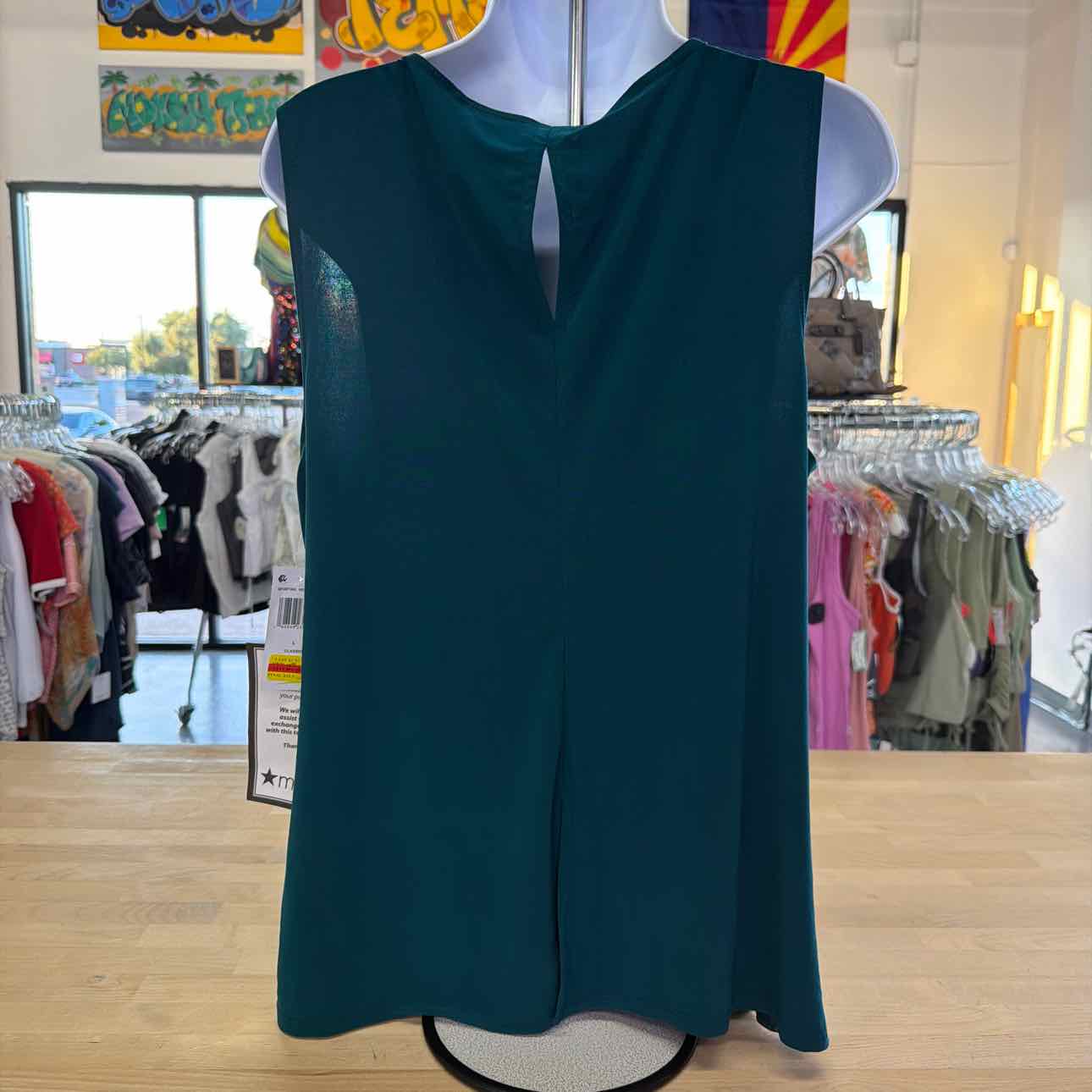 Msk Women's Scalloped-Hem Tank Top - Neo Emerald