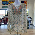 Democracy Size L White Rayon Preloved Blouse LS
