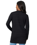 Melissa Paige Women's Ribbed Open-Front Long Cardigan - Jet Bla