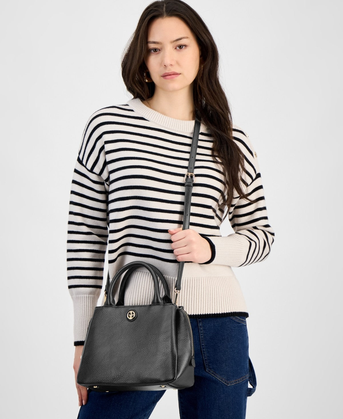 Giani Bernini Pebble Small Satchel Bag - Black