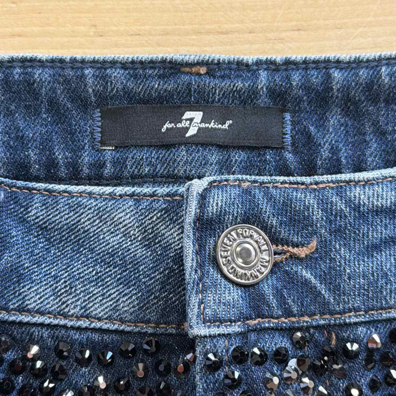 7 for all mankind Size 27 Blue Denim Skirt