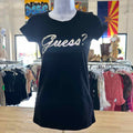 Guess Size XS Black Rhinestone Preloved T-Shirt SS