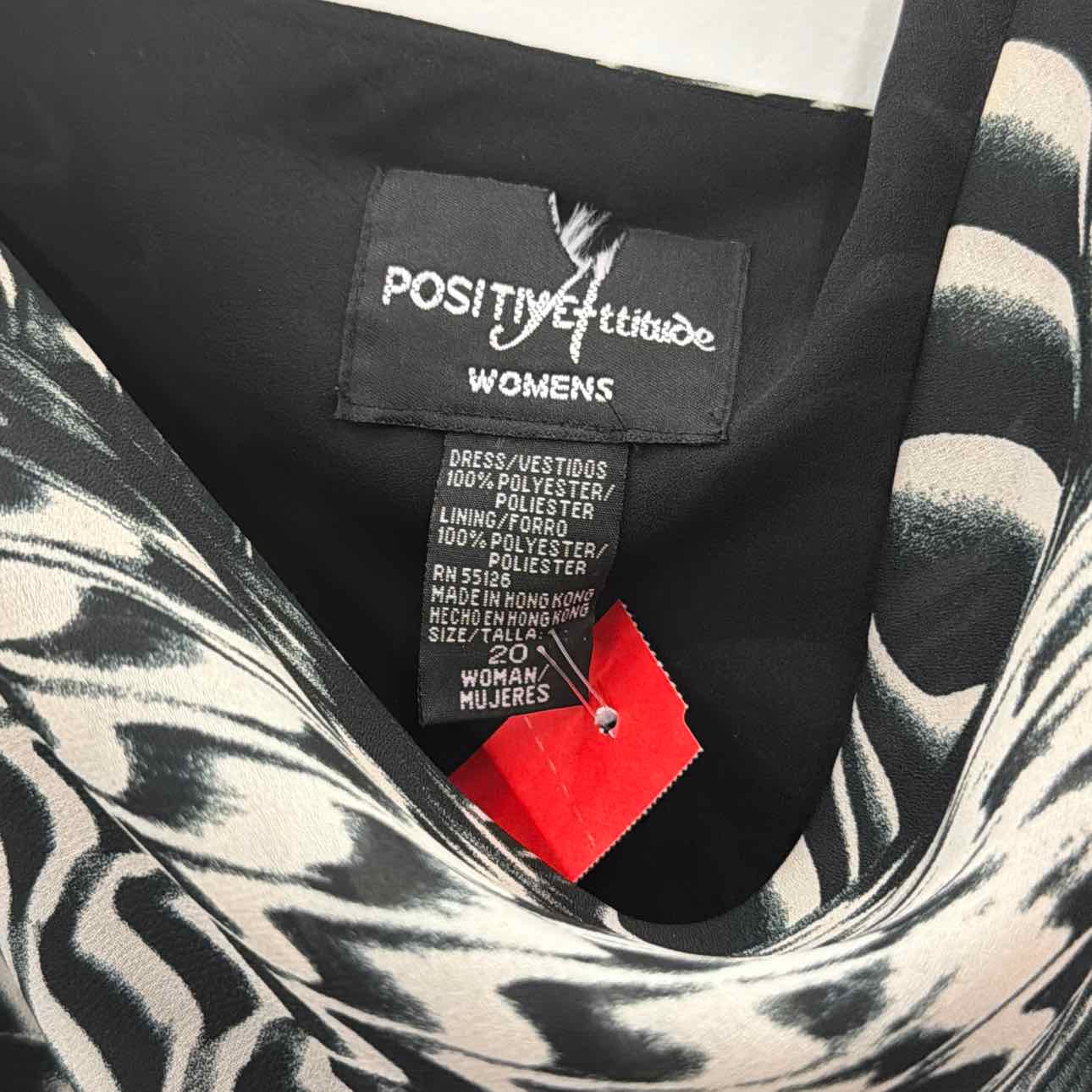 Positive Attitude Size 20 Black & beige Polyester Preloved Dress