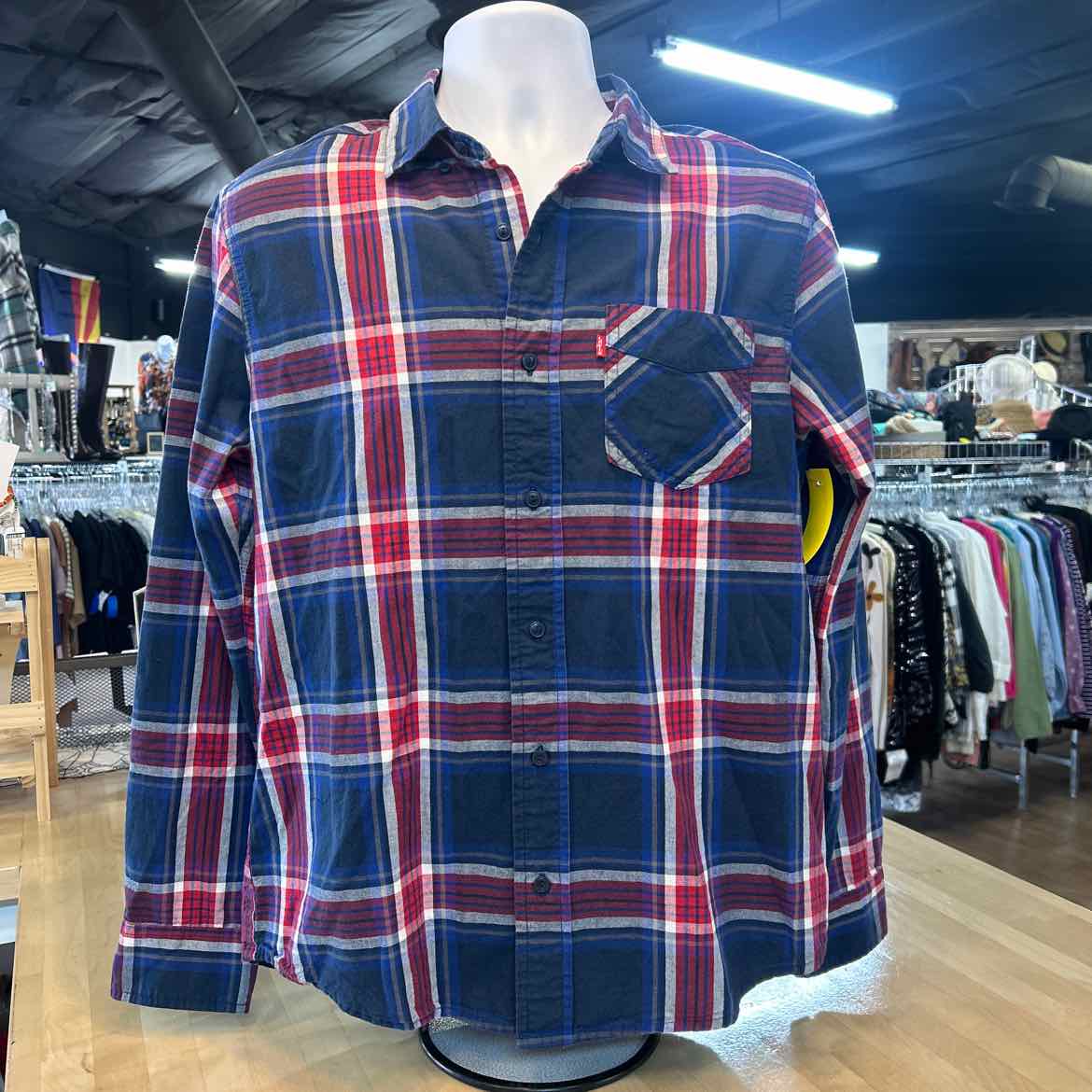 Levi's Size S Blue Red Preloved MENS Button Down Shirt