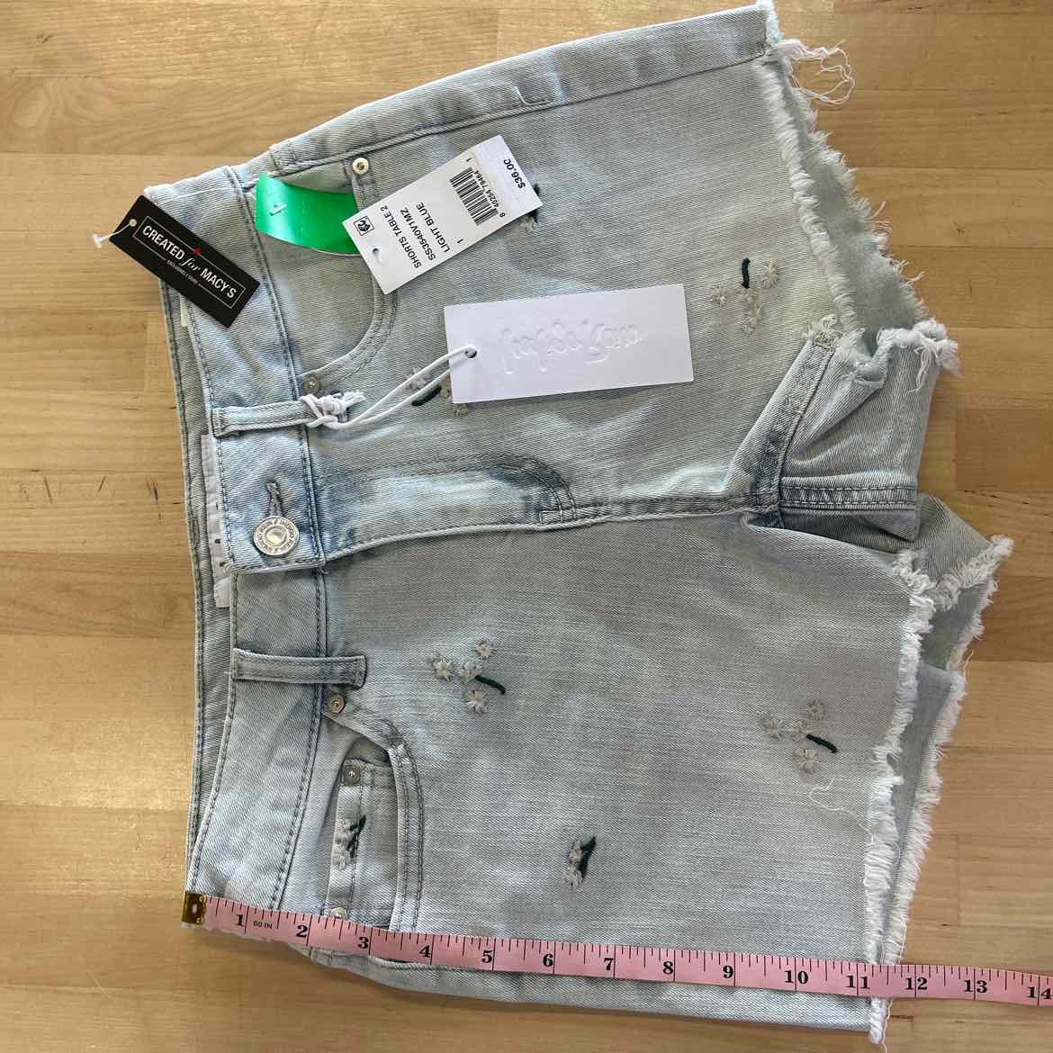 Indigo Rein Juniors' Embroidered Floral Frayed-Hem Denim Shorts - Light Blue