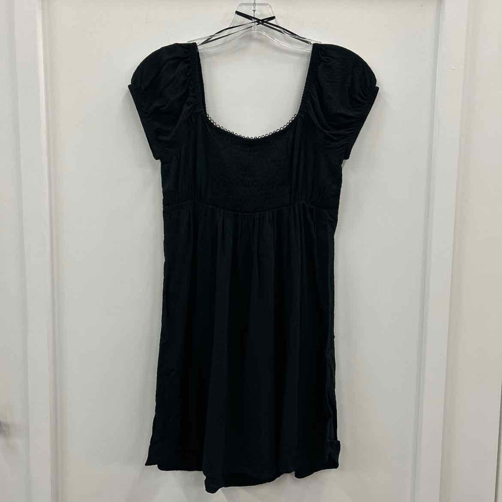 Self Esteem Juniors Textured Smocked-Back Empire-Waist Dress - Black