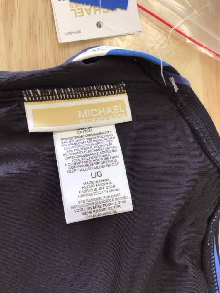 Michael Kors Size L Bandeau Ring Bikini Top