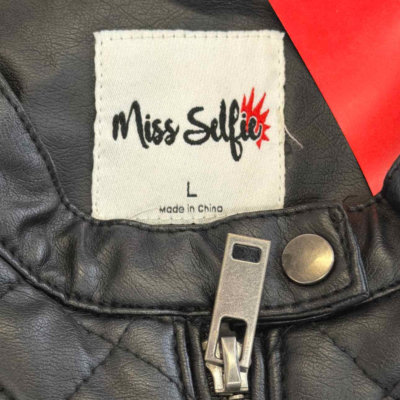 Miss Selfie Size L Black Leather Used Jacket