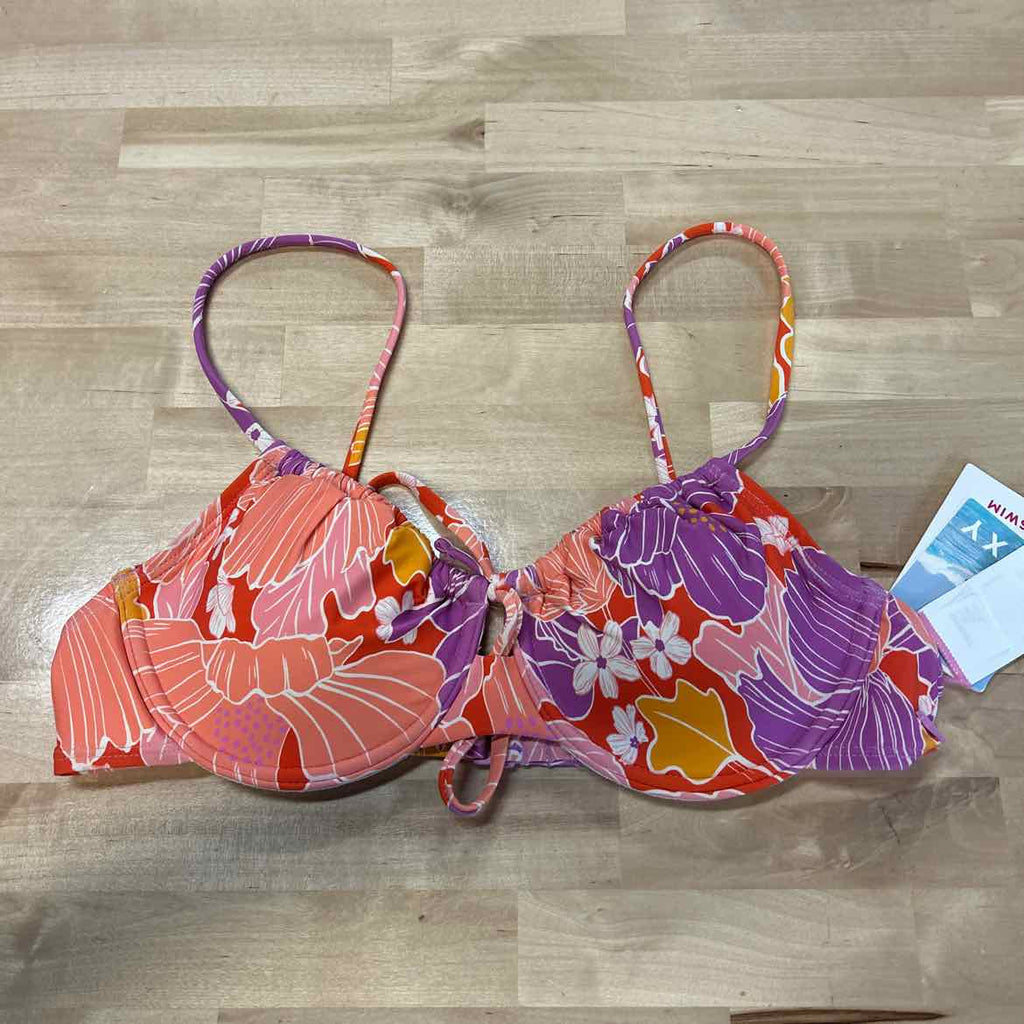 Roxy Size M Ruched Swim Bikini Top