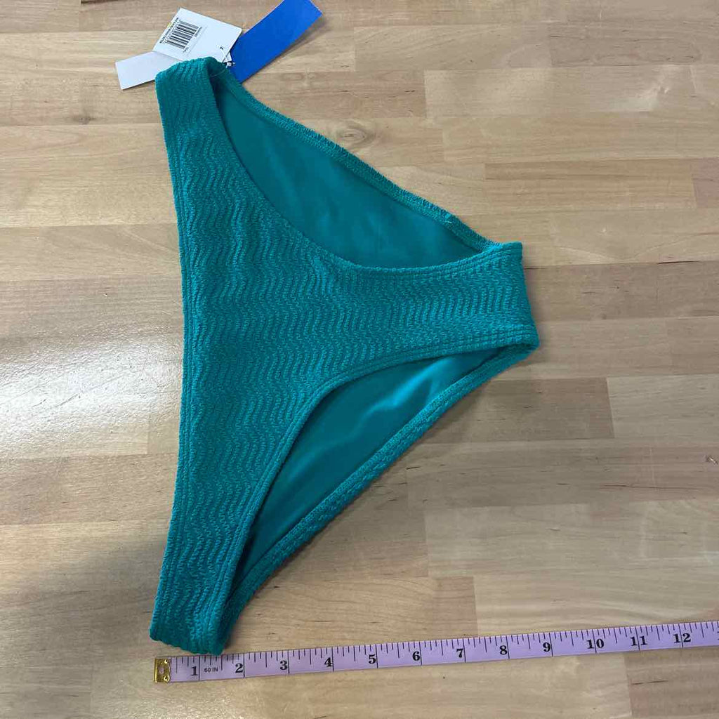 Hurley Size L Green Ribbed New Swimsuit Bottom
