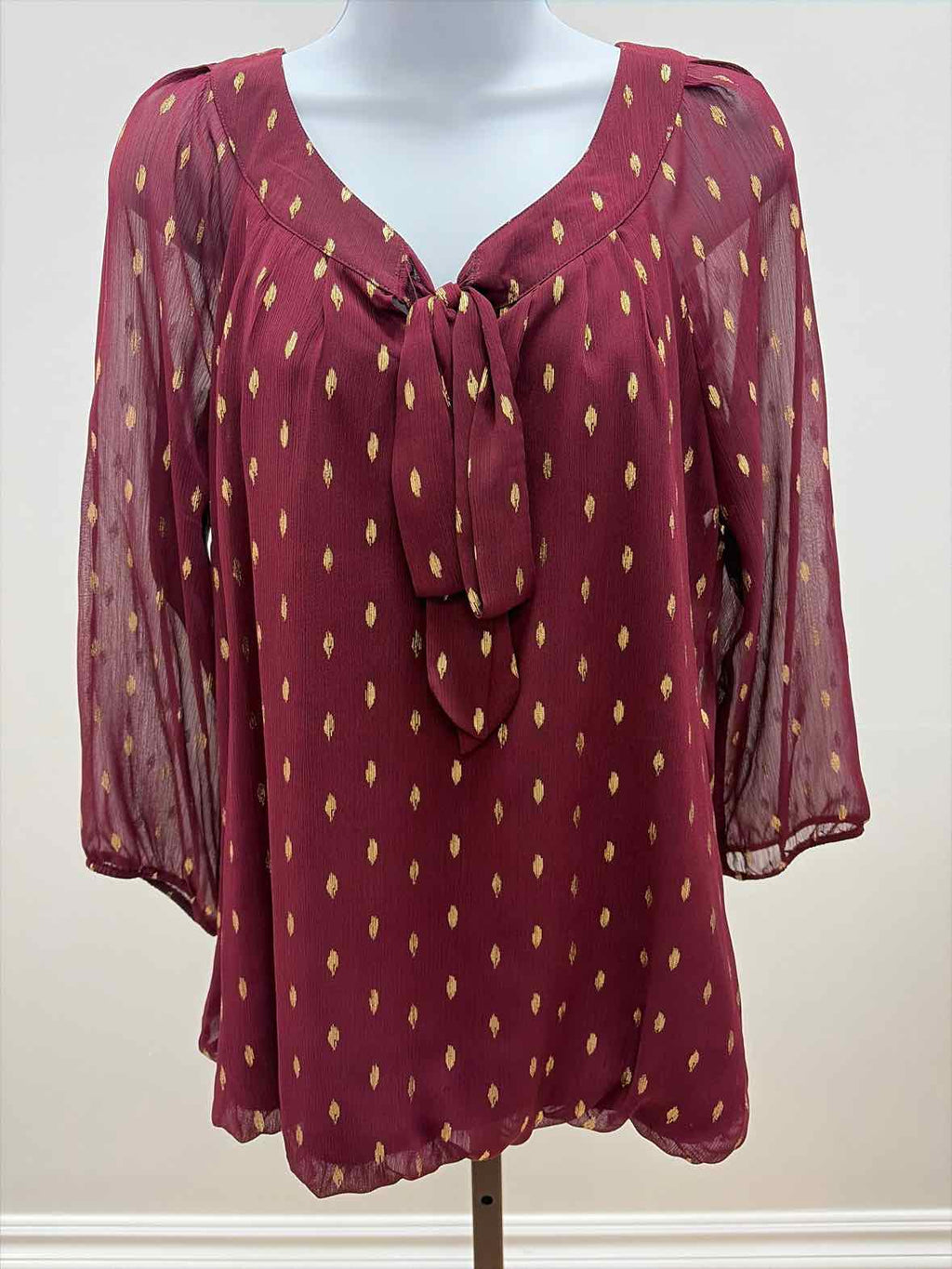 sara michelle Size L Burgundy & Gold New Blouse LS