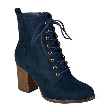 Journee Collection Shoe Size 9 Baylor Lace up Stacked Heel Booties