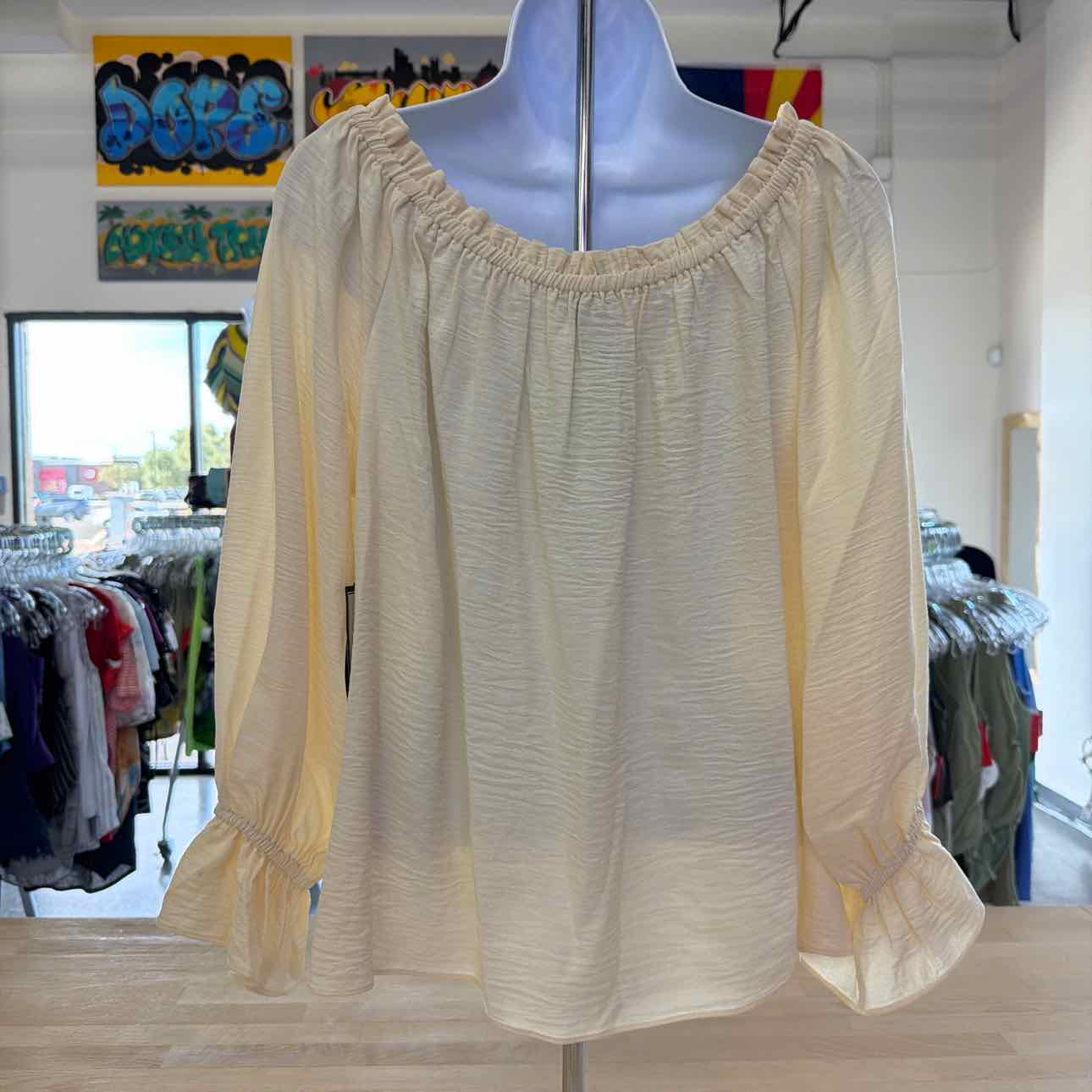 Womens MSK Off the Shoulder Ruffle Blouse
