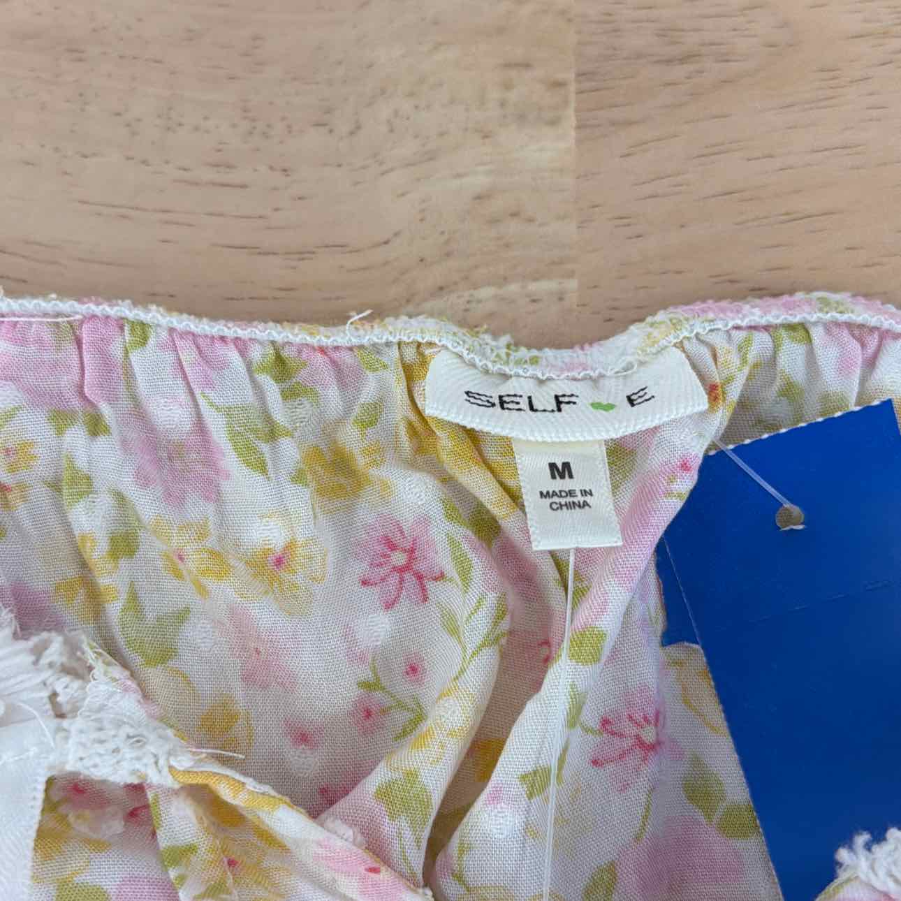Self E Size M Self Esteem Floral Short Sleeve Peasant Blouse
