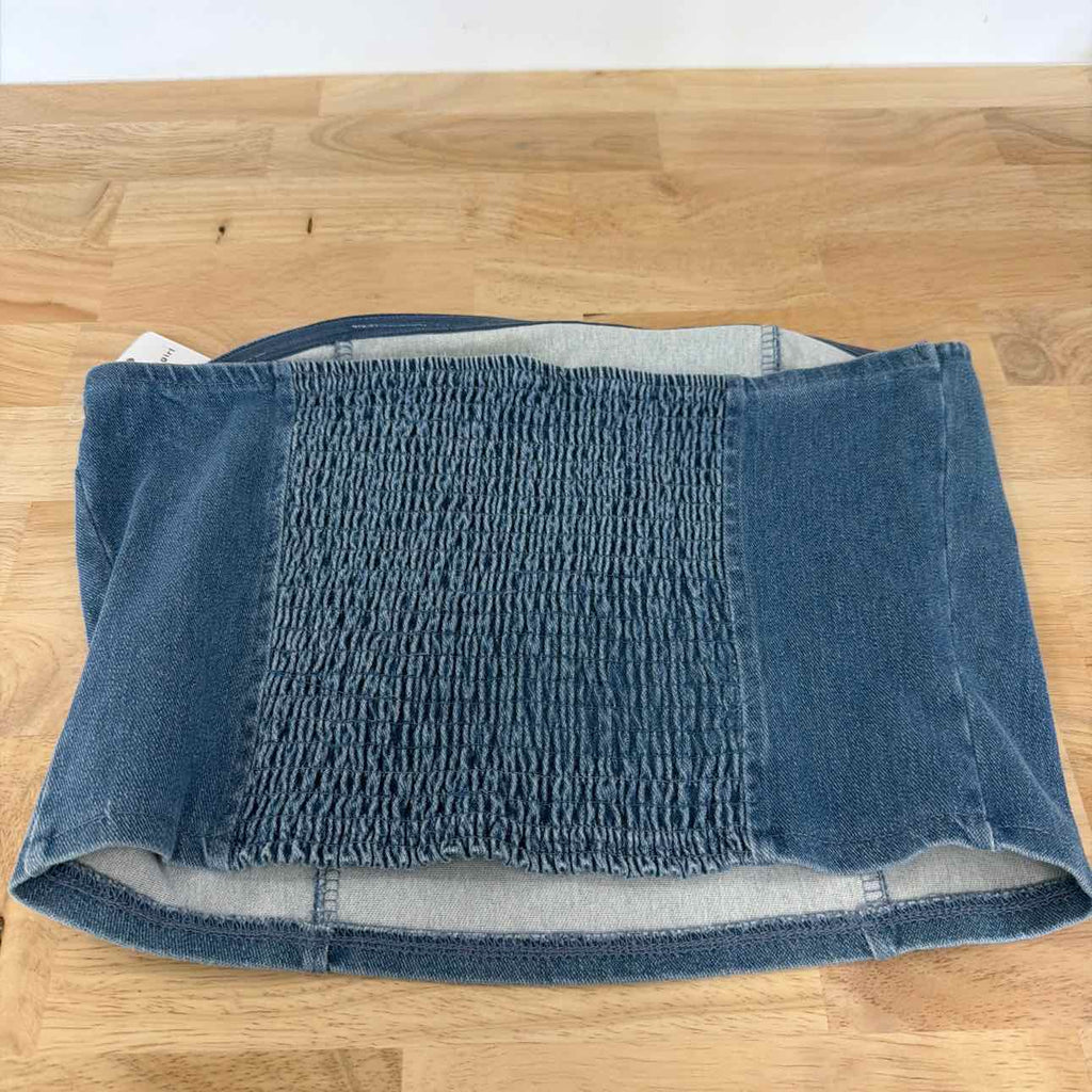 Madden Girl Size L Denim Tube Top - Medium Wash