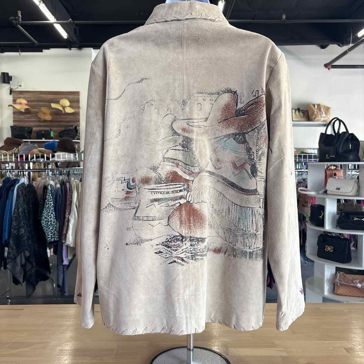 Chico's Size 2 Tan Leather Preloved Jacket