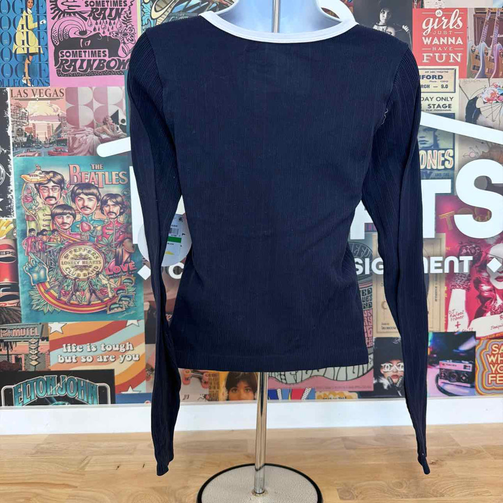Planet Heart Size L Seamless Graphic Long Sleeve - Navy