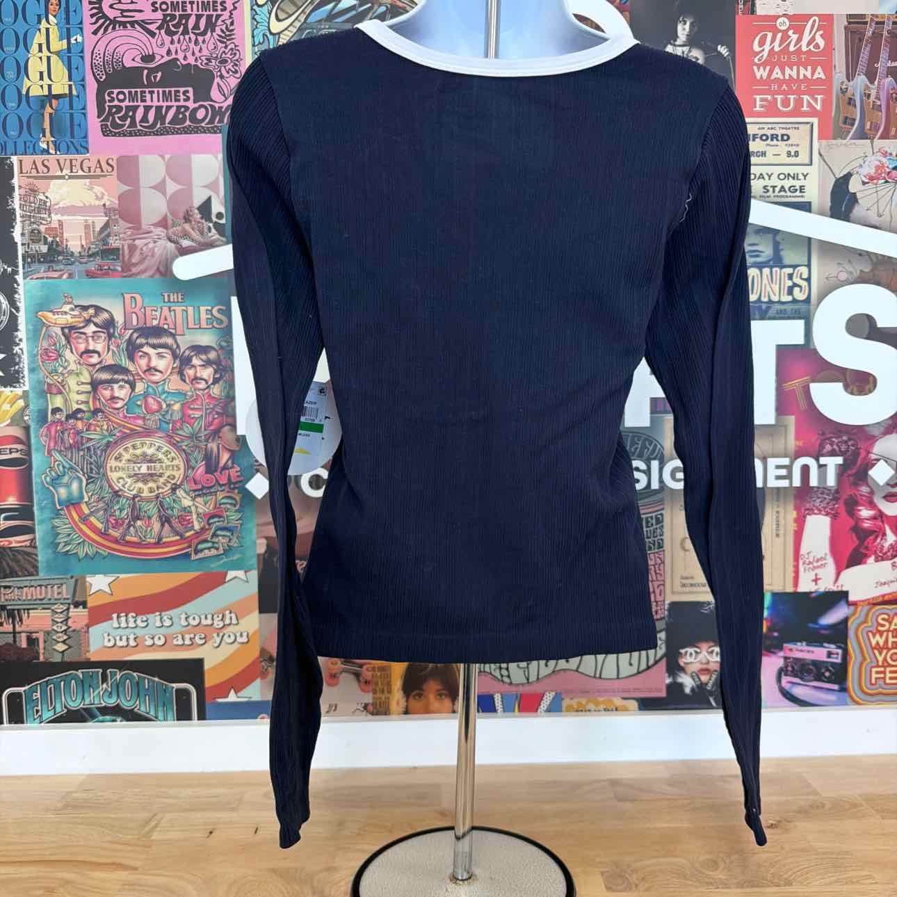 Planet Heart Size L Seamless Graphic Long Sleeve - Navy