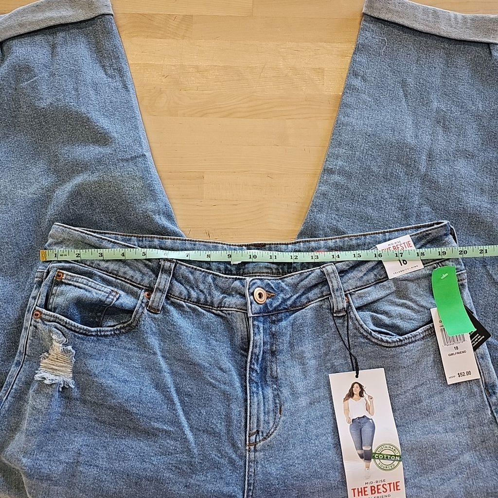 Celebrity Pink Trendy Plus Size Cuffed Girlfriend Jeans - Tide Pool - 18