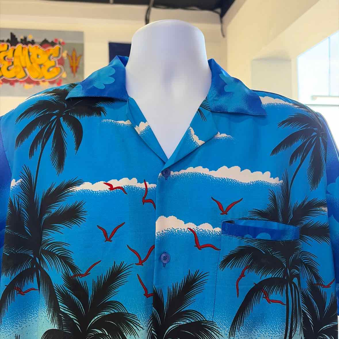 VHO Size L Blue Preloved MENS Button Down Shirt