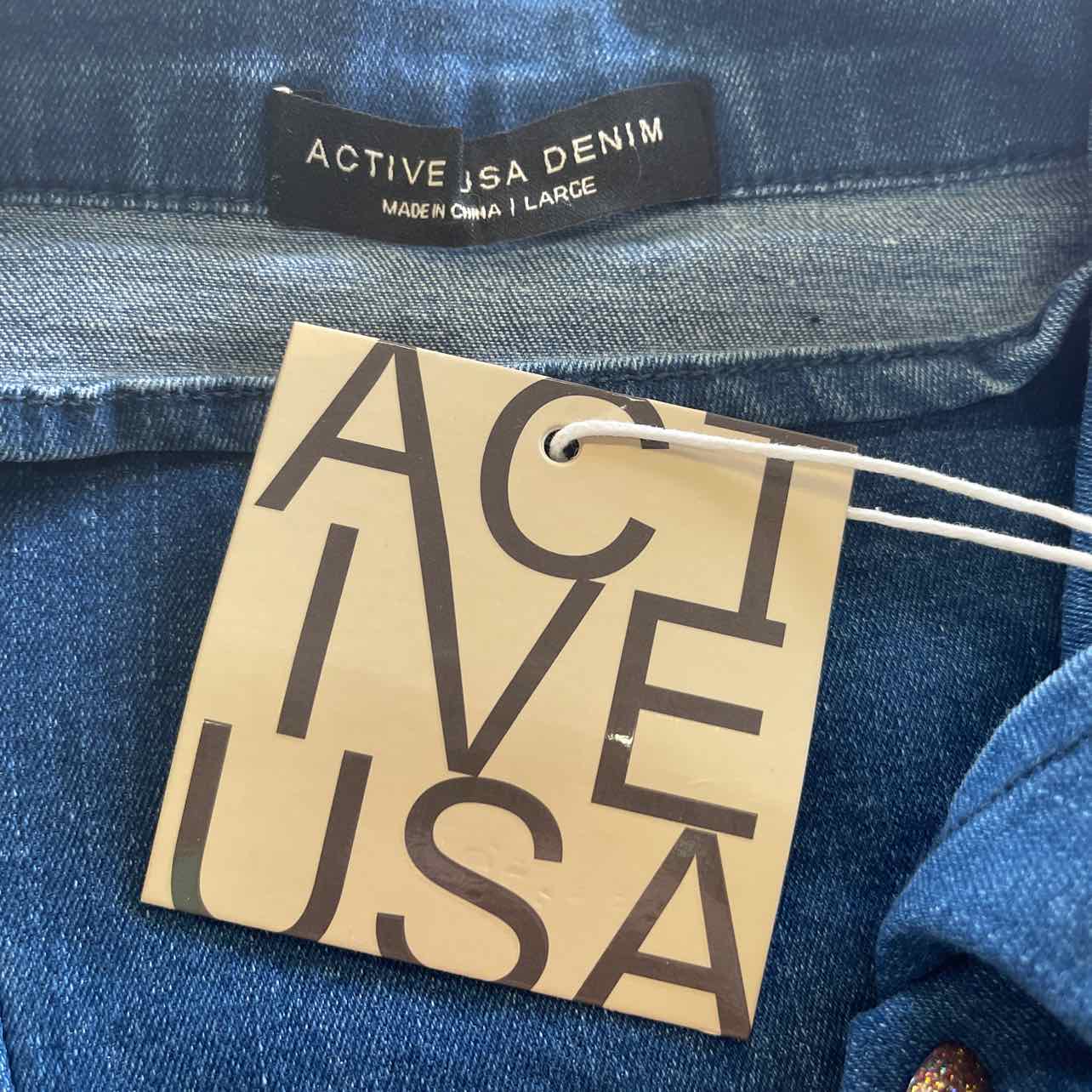 Active USA Size L Denim Preloved Romper