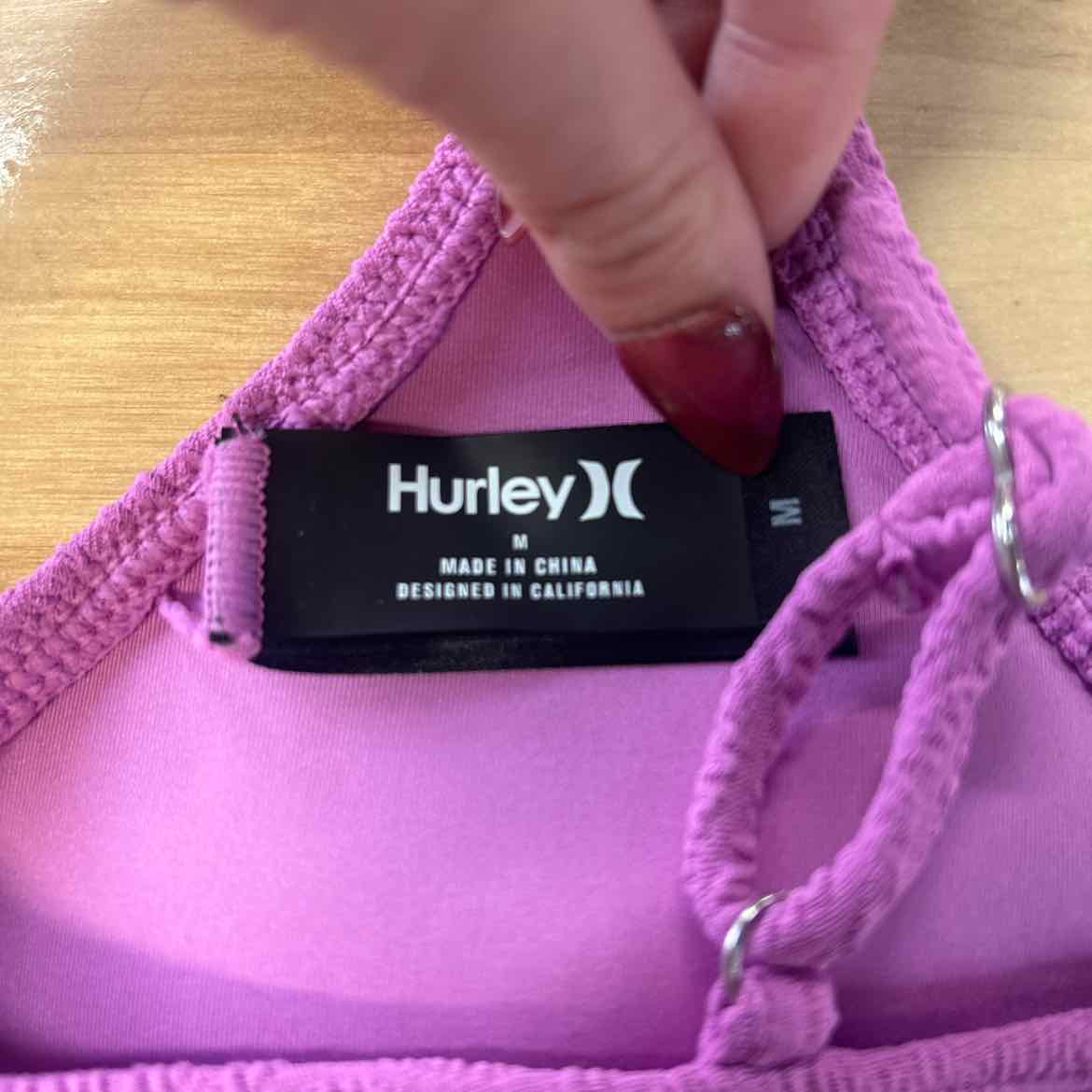 Hurley Size M Wave Scrunch Bralette Bikini Top - Orchid
