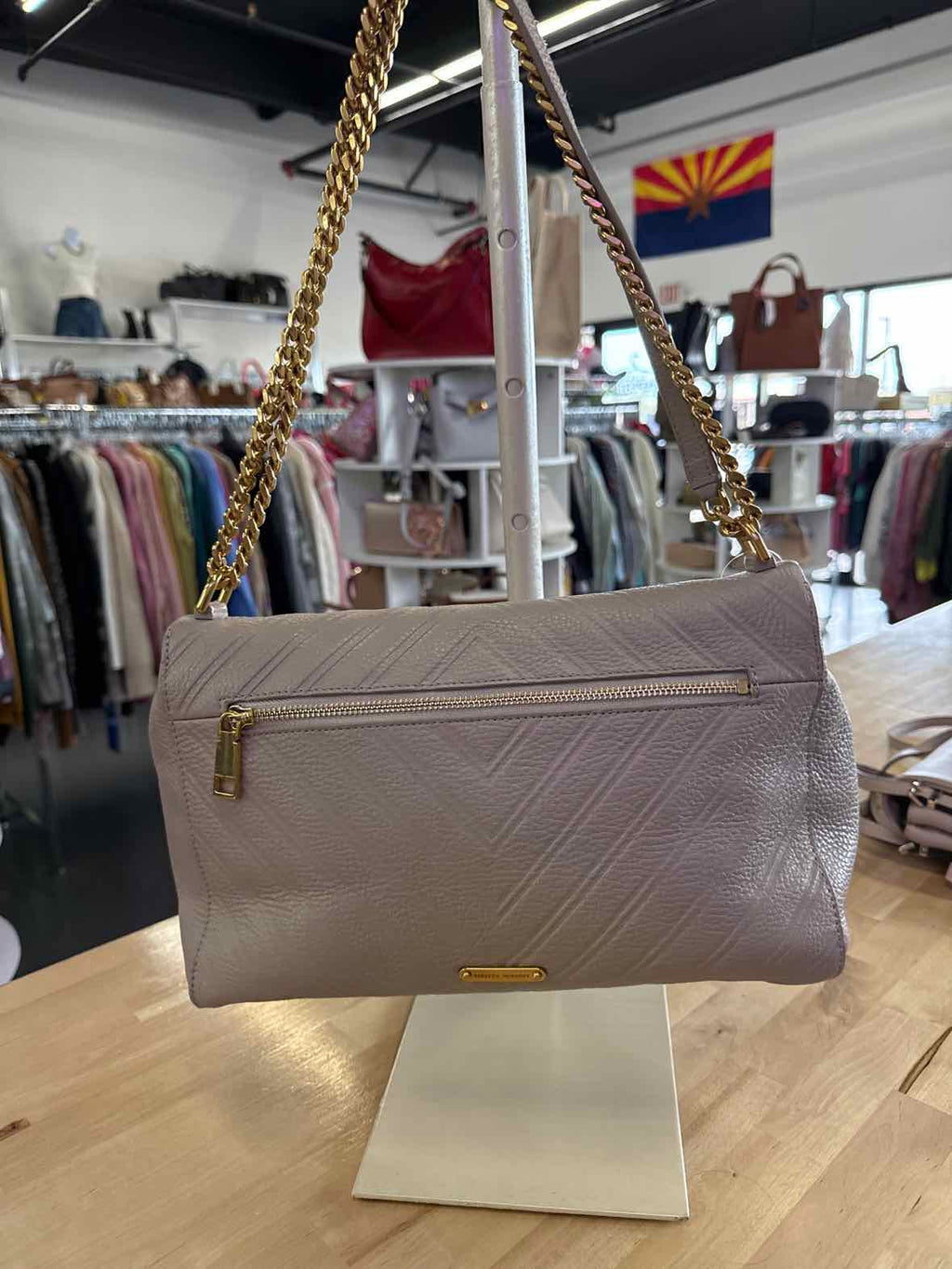 Rebecca Minkoff Taupe Edie Crossbody Leather Handbag