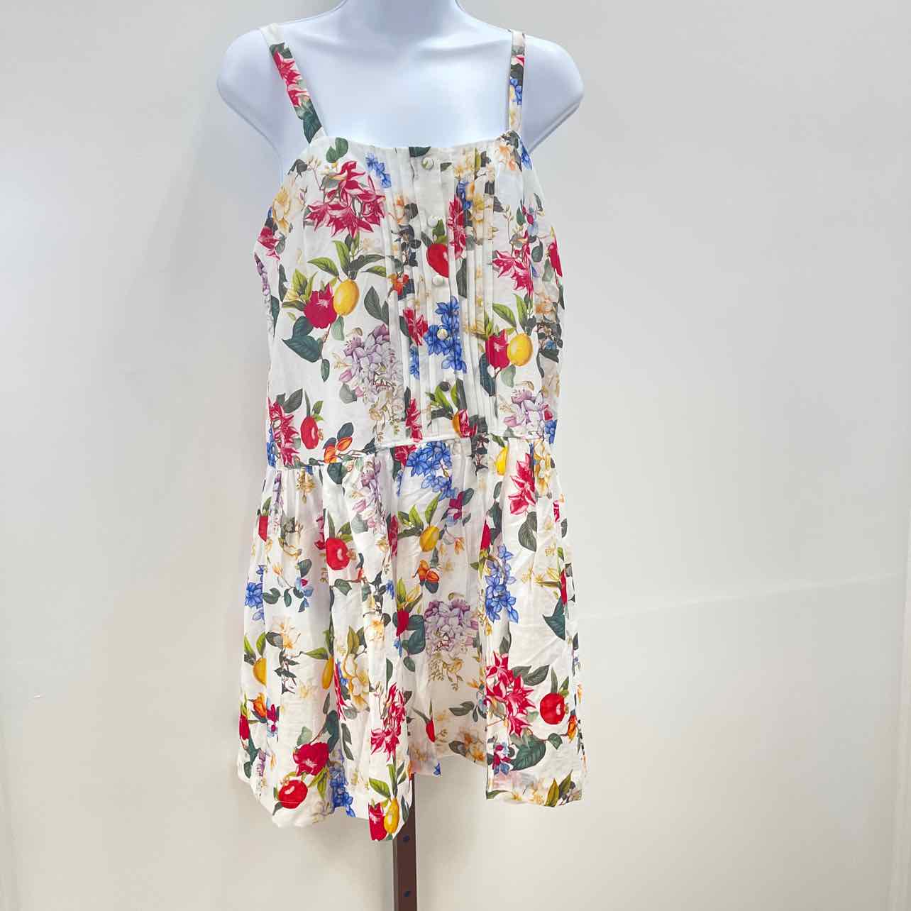 Taylor Size 10 Printed Drop-Waist Sleeveless Mini Dress - Ivory/radish Red