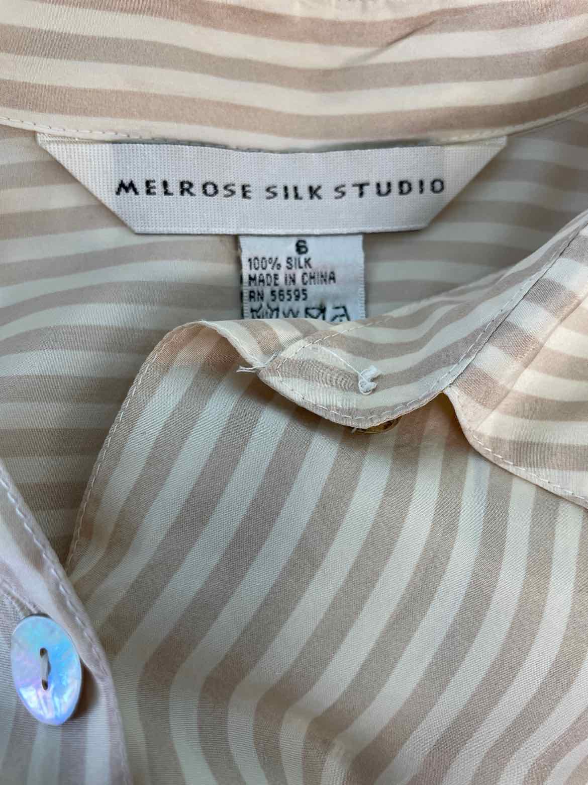 Melrose Size 6 White & Beige Blouse