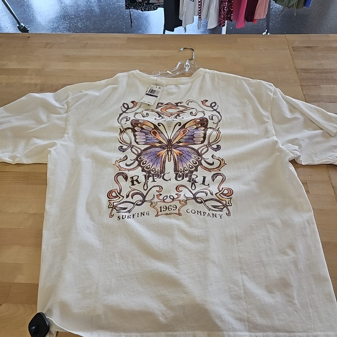 Rip Curl Juniors' Cotton Butterfly Crewneck T-Shirt - Bone
