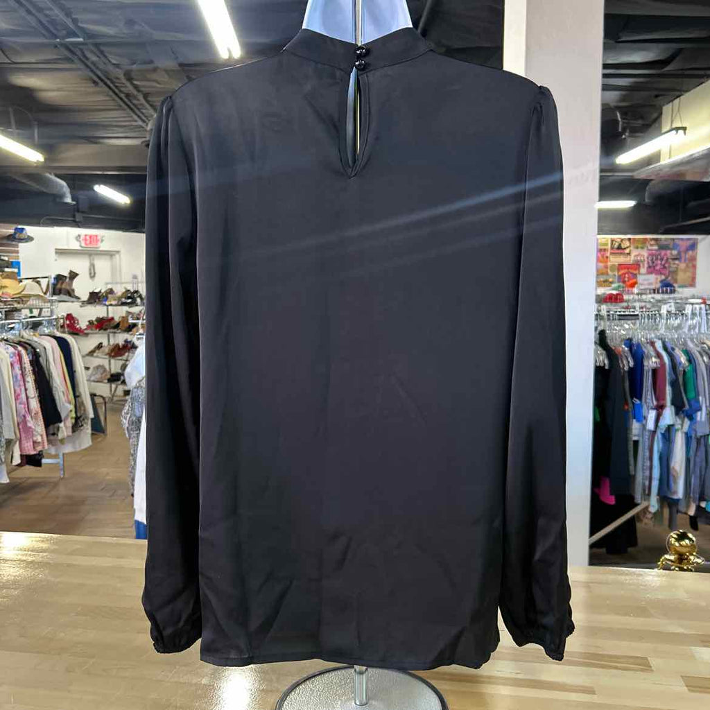 Grace Karin Size S Black Silk Preloved Blouse LS