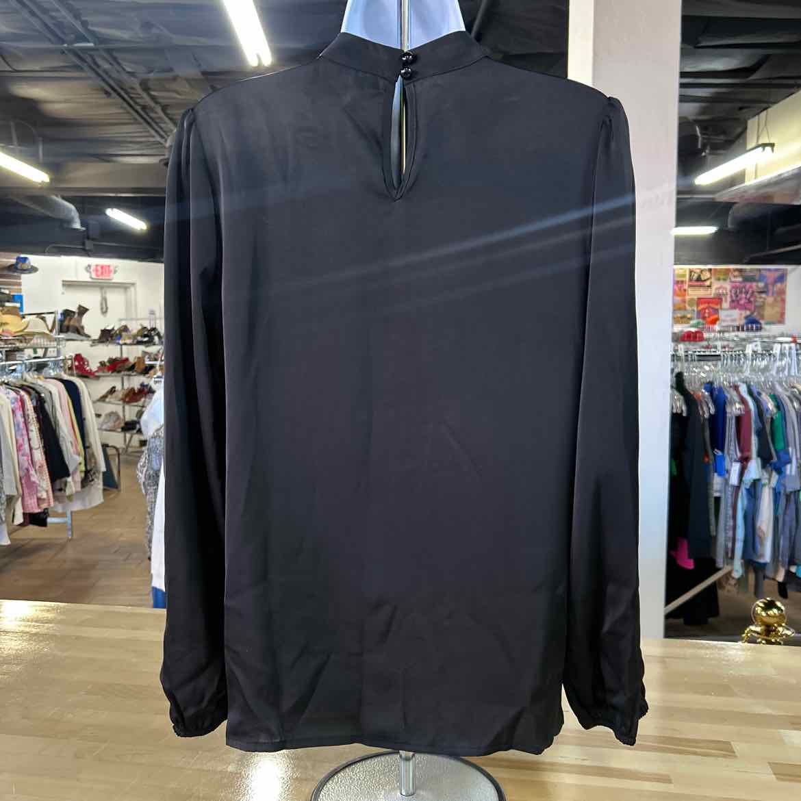 Grace Karin Size S Black Silk Preloved Blouse LS
