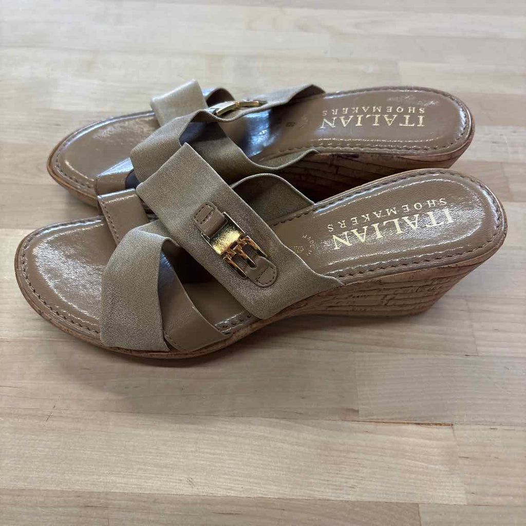 Italian Shoemakers Size 8.5 Beige Used Wedges