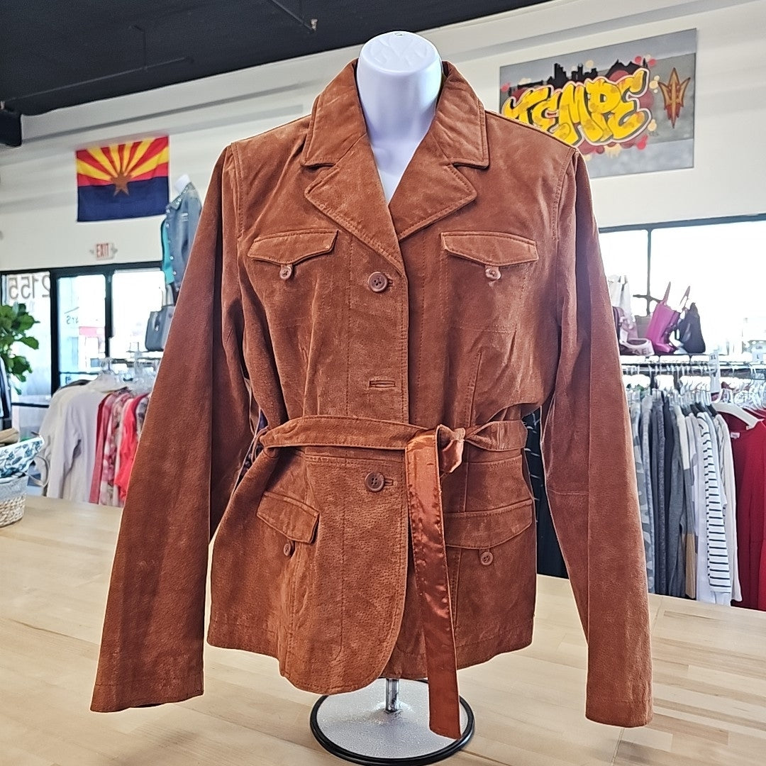Relativity Size XL Rust Suede Belted Jacket