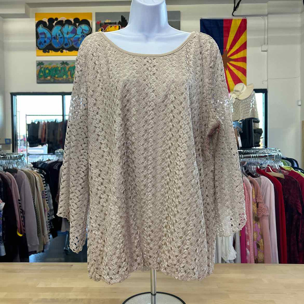 Roz & Ali Size 2X Beige Lace Preloved Blouse