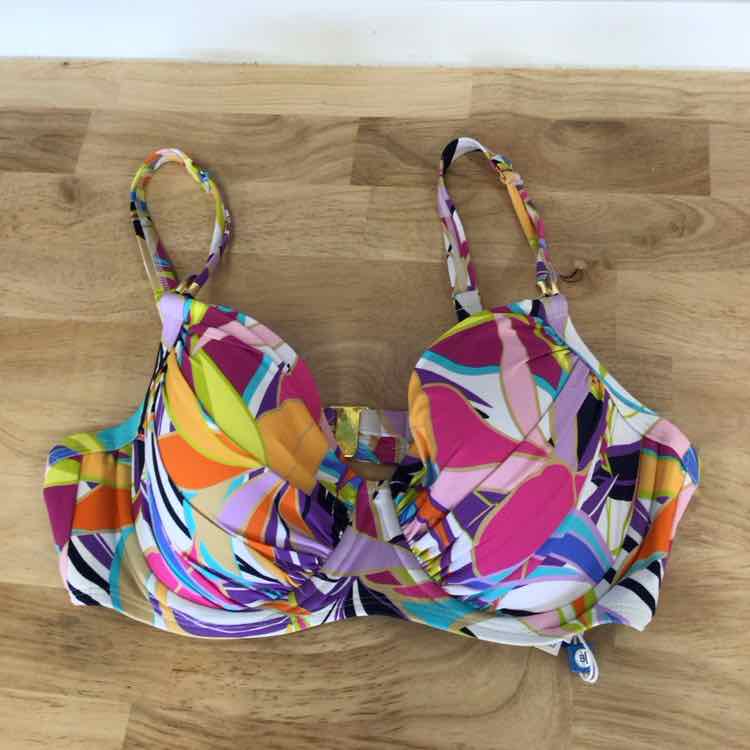 Bleu Size 36D Living Color Over-the-Shoulder Molded-Cup Bikini Top