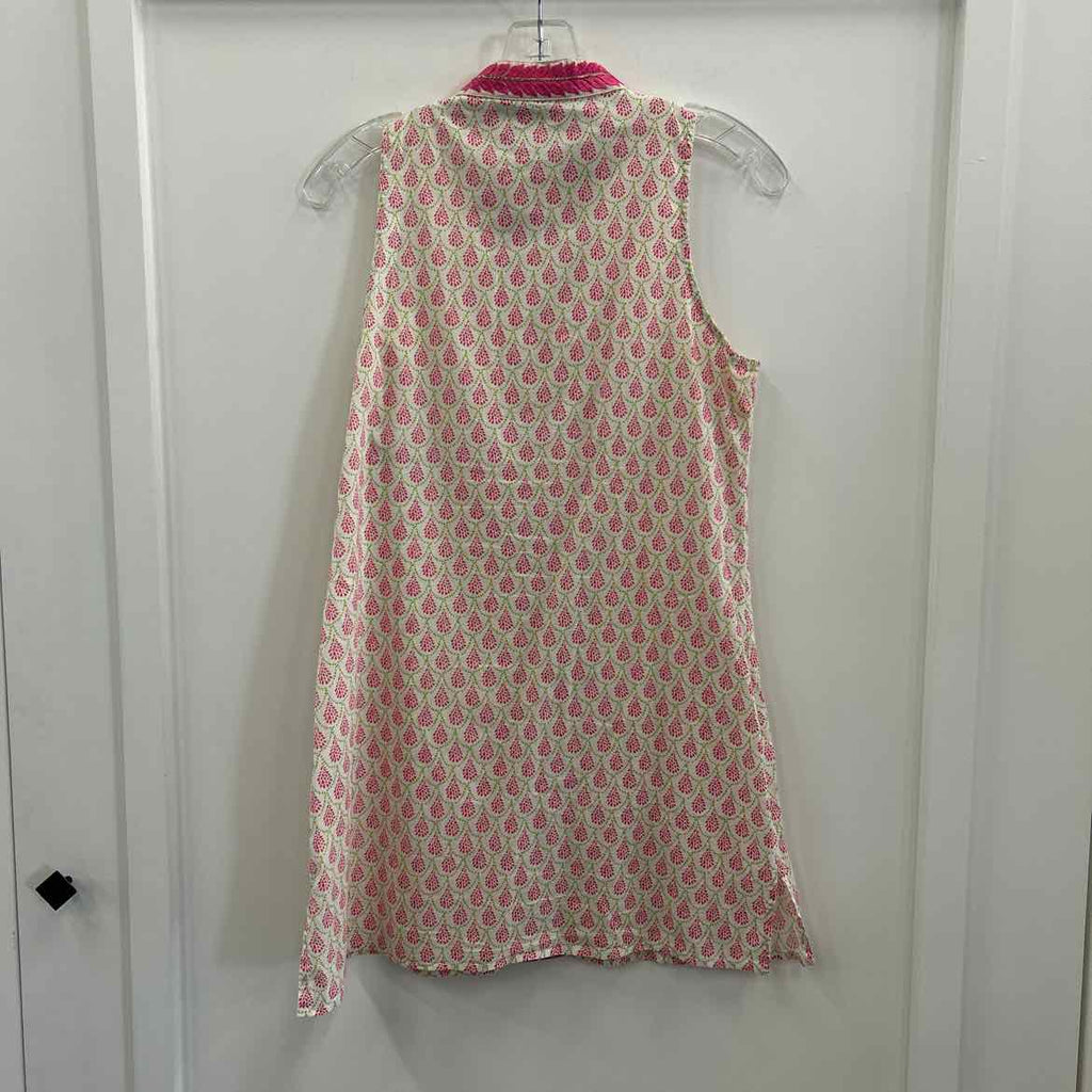 Rock Flower Paper Size S White Pink Green Cotton Preloved Dress