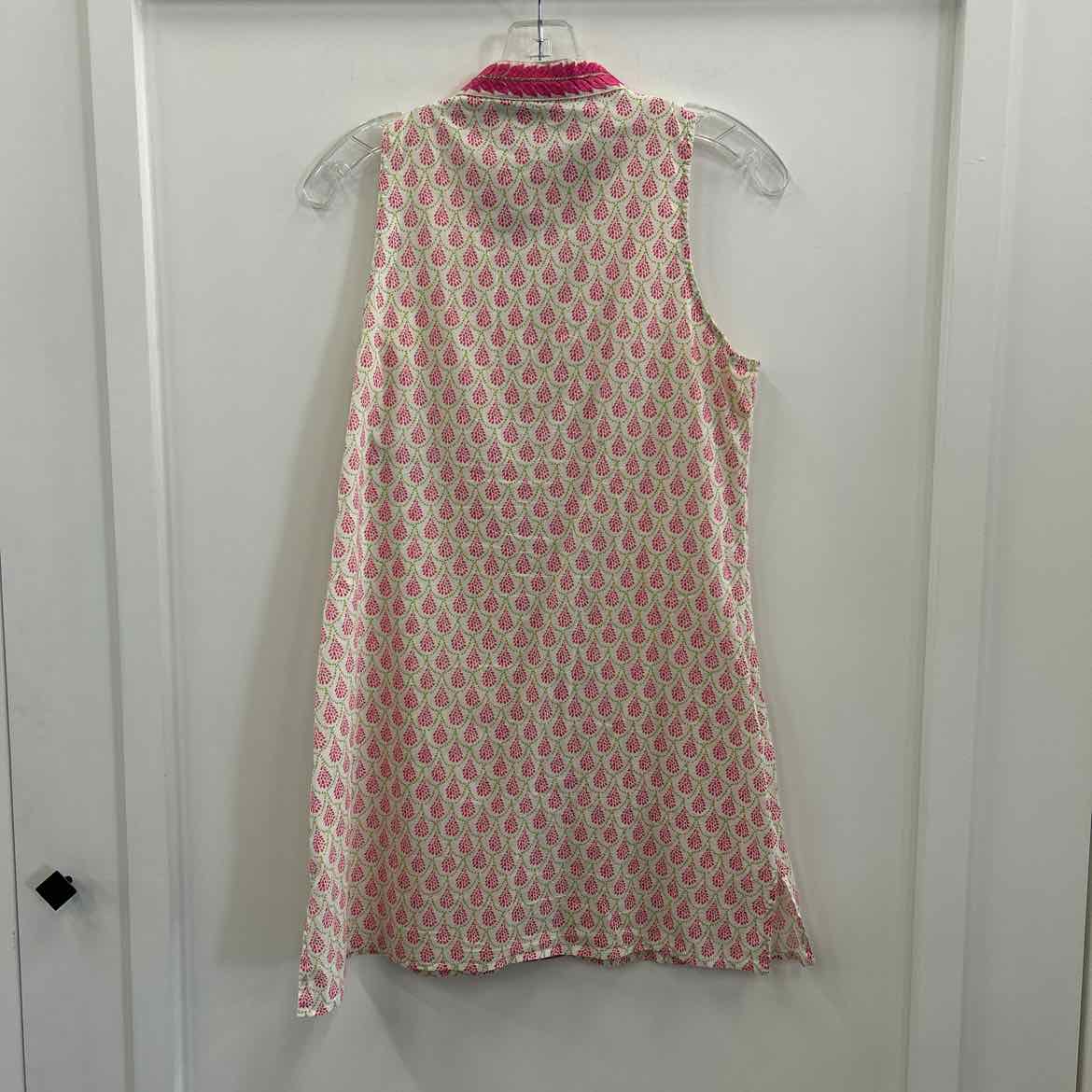 Rock Flower Paper Size S White Pink Green Cotton Preloved Dress
