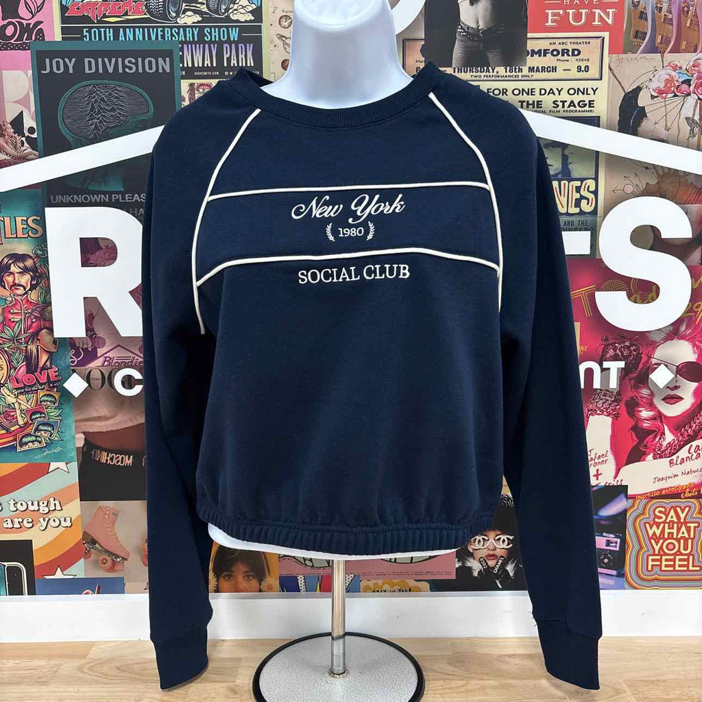 hippie rose Size XS Varsity Fleece Crewneck - Navy Social Club