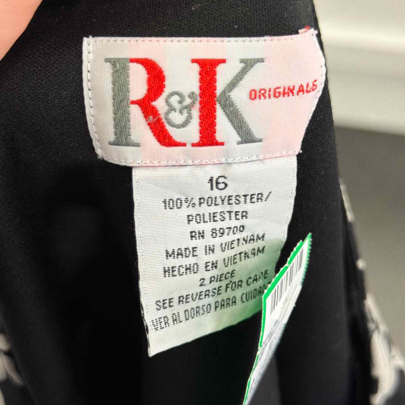 R&K Size 16 Black Preloved 2 pc Dress Set