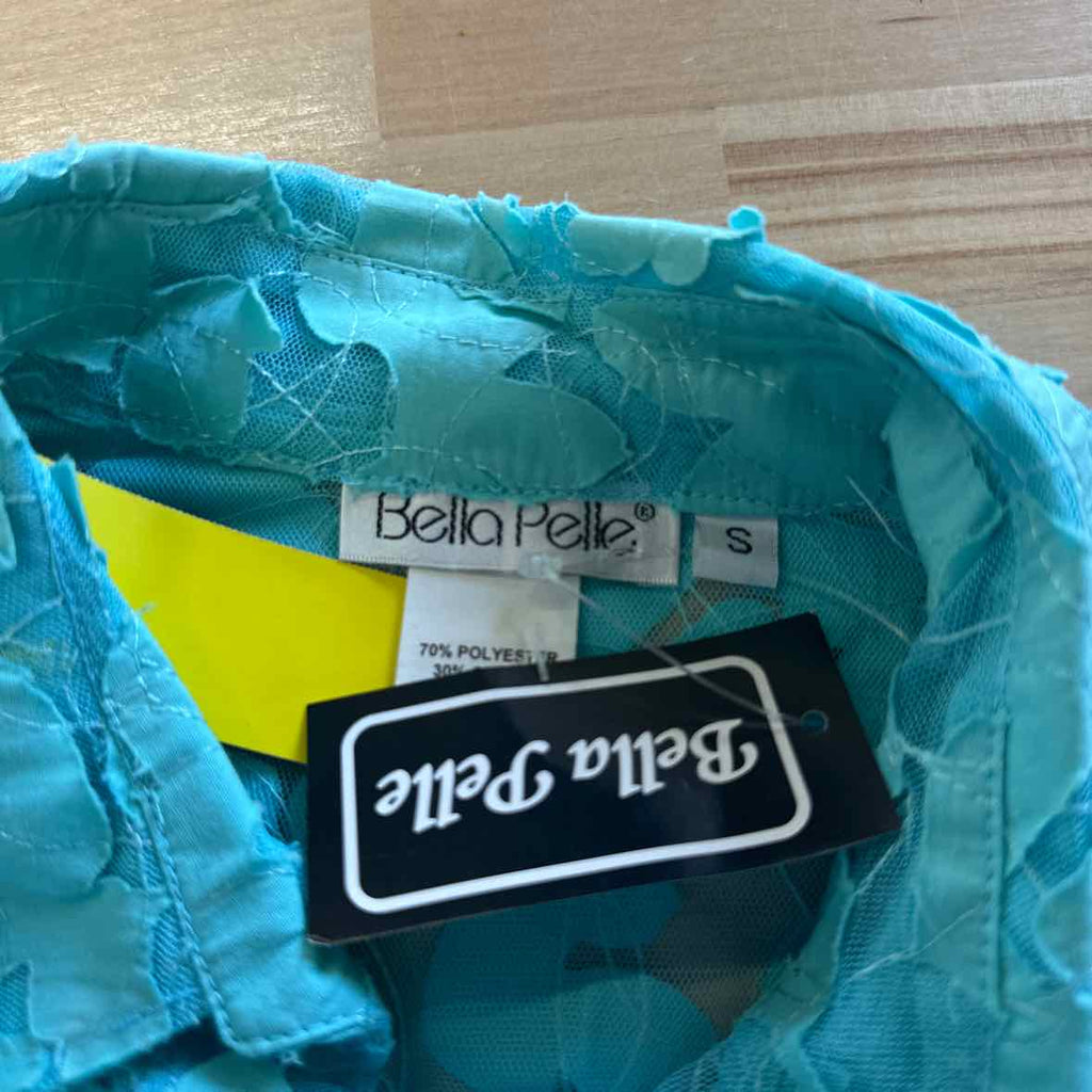 Bella Pelle Size S Blue Mesh Button Down Shirt