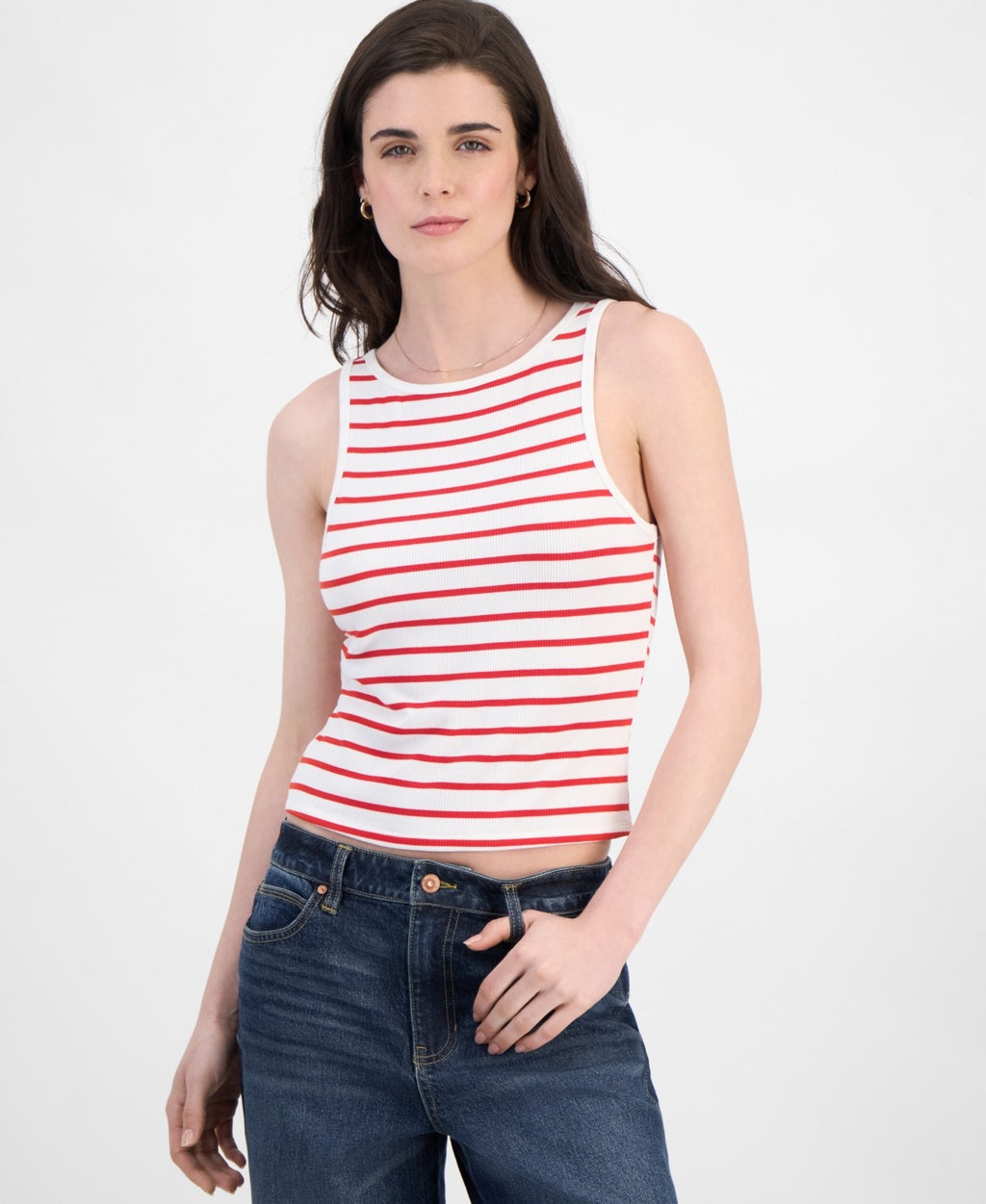 ultra flirt Size S Striped Boat-Neck Tank Top