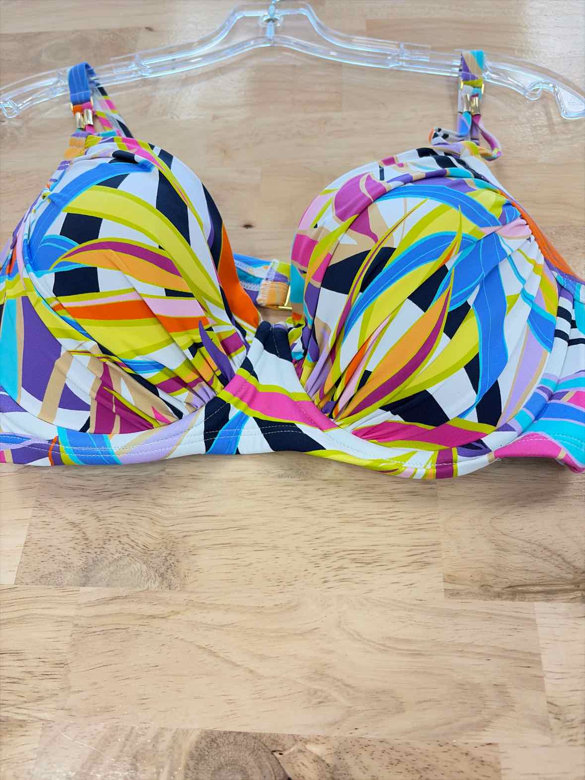 Bleu Size 34DD Living Color Over-the-Shoulder Molded-Cup Bikini Top