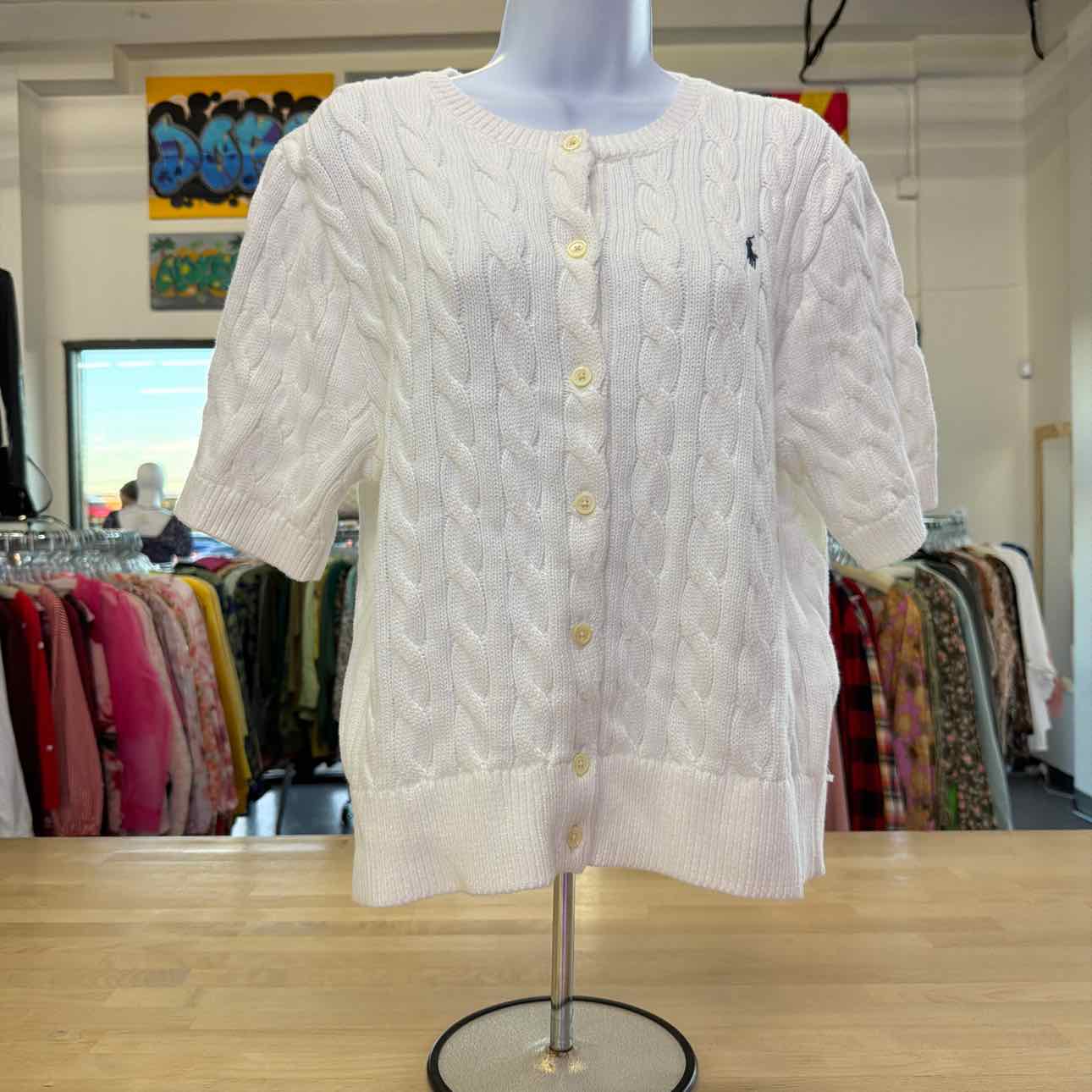 Polo Ralph Lauren Women's Cable-Knit Cotton Short-Sleeve Cardigan